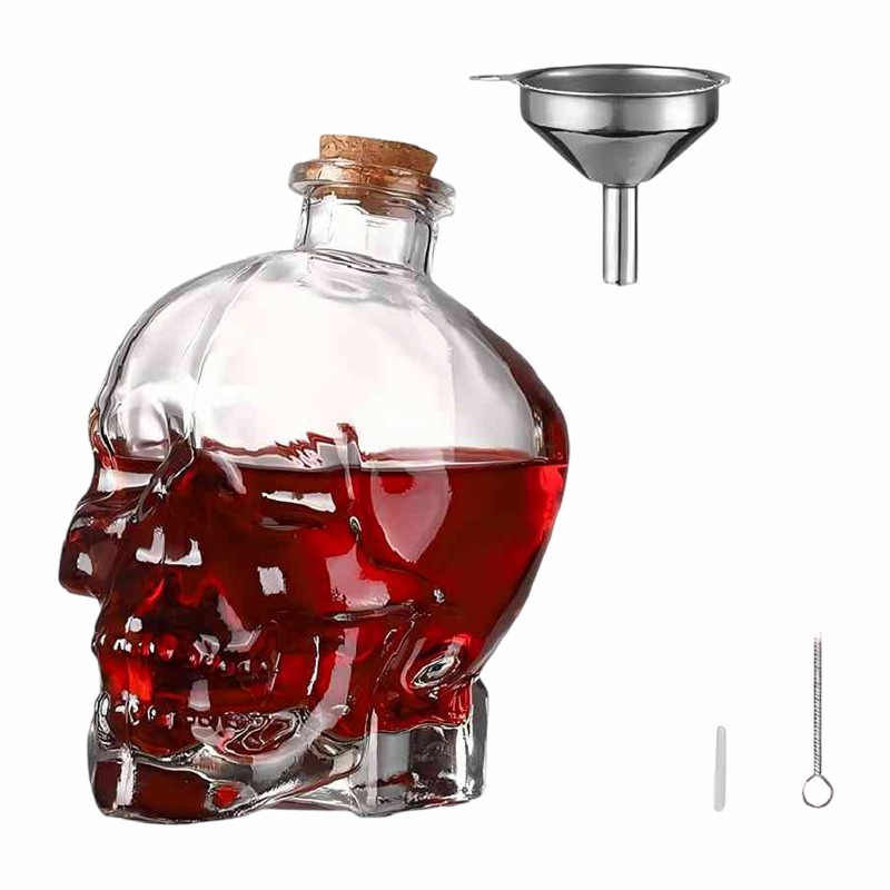Skull Whiskey Glass Bottle